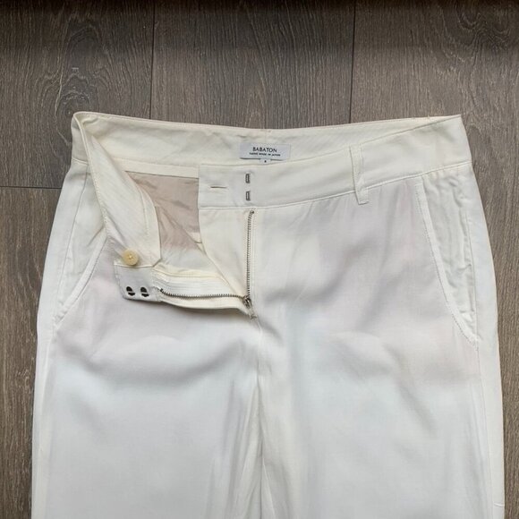 Aritzia Babaton Pants Straight Skinny Leg cuffed ankle Off white Tapered Trouser - Picture 13 of 16
